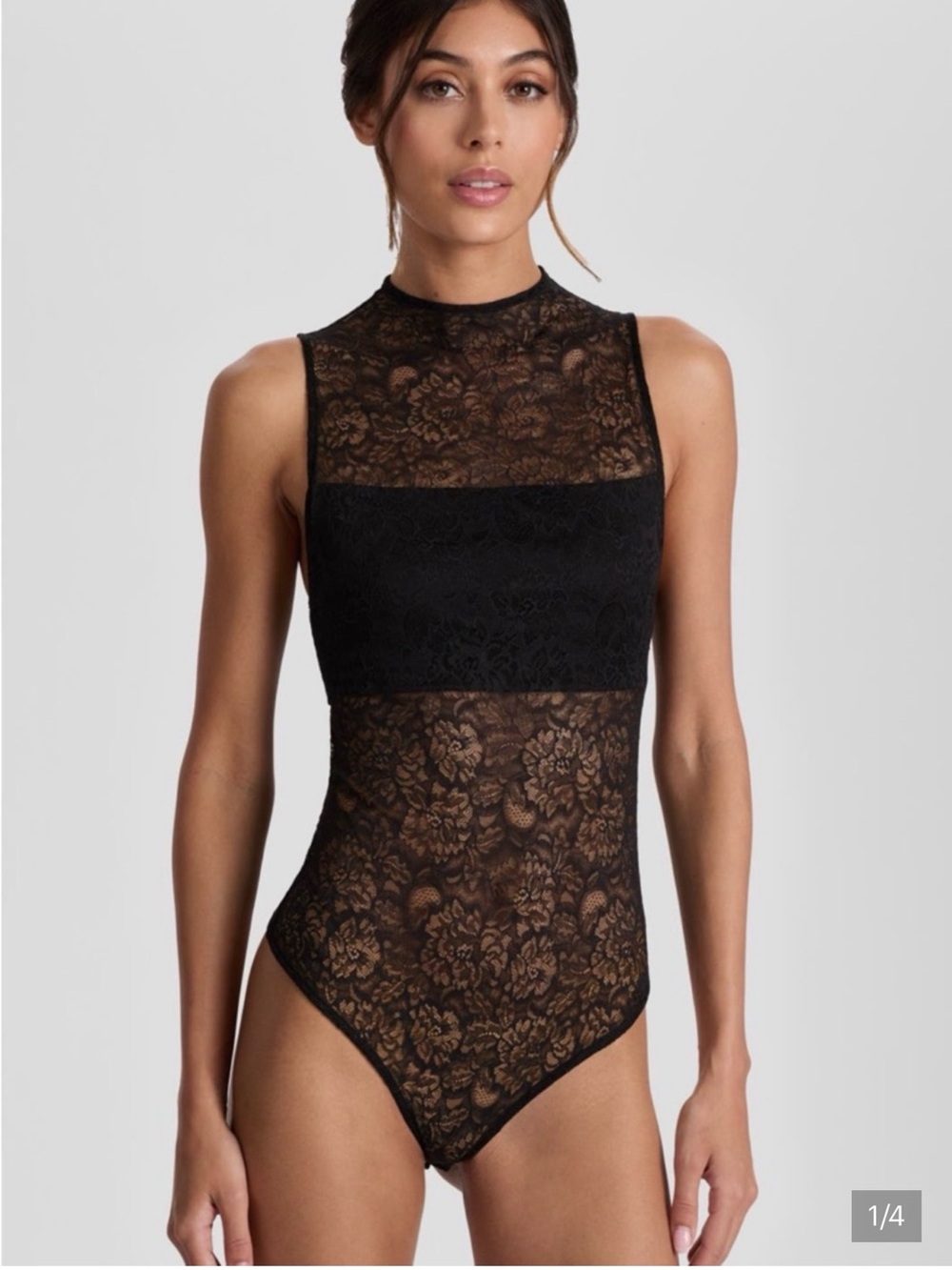 Alice + Olivia Nichol Black Floral Lace Bodysuit size Medium NWOT